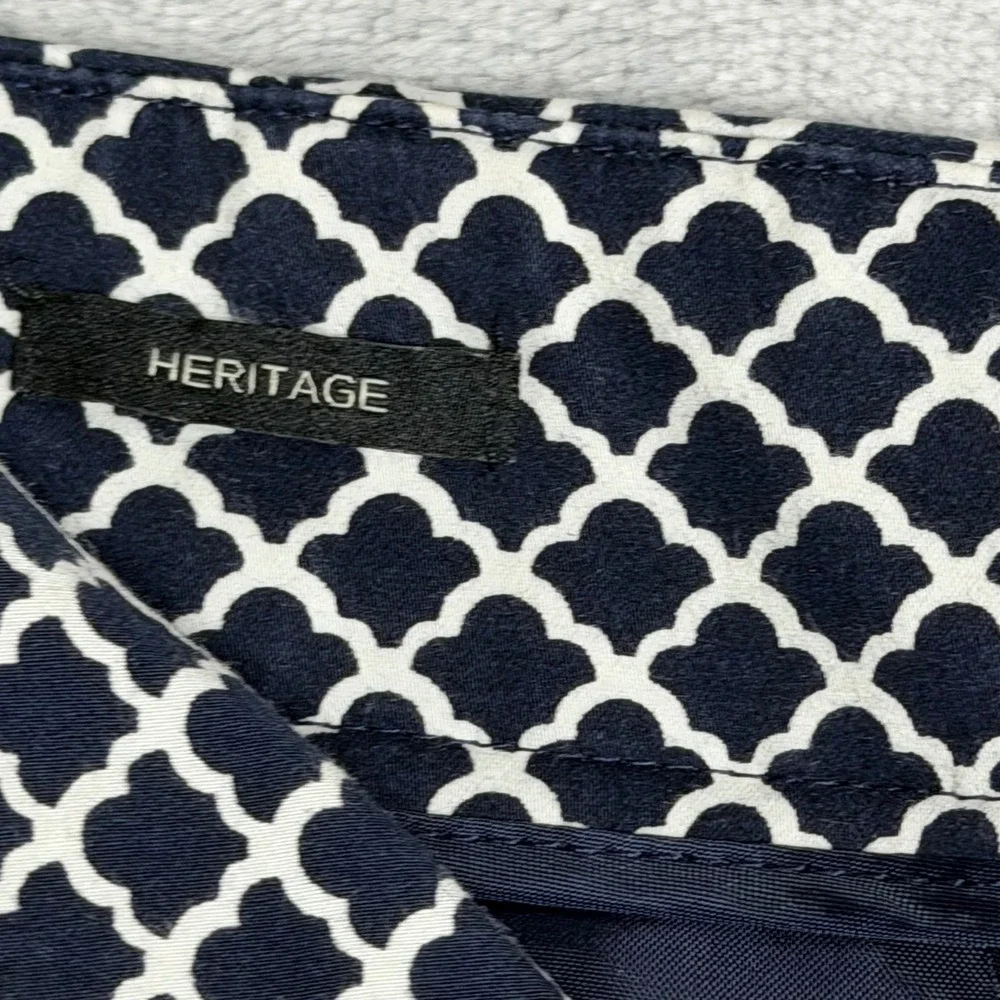 Talbots Heritage Pants Womens 4 Navy Blue Preppy Printed Ankle Mid Rise - Picture 4 of 10